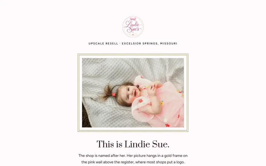 The Lindie Sue's Boutique, concept 2 website