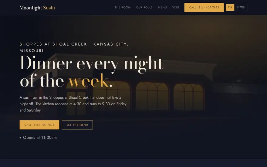 The Moonlight Sushi, concept 4 website